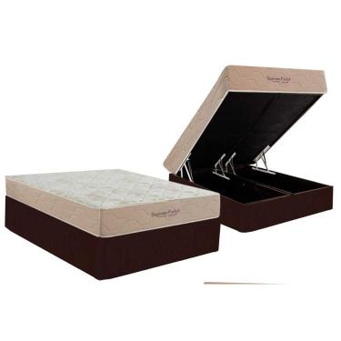 Imagem de Conjunto Box Baú Queen: Colchão Molas Inovaflex Ensacadas Supreme+Base CRC Corano Brown (158x198)