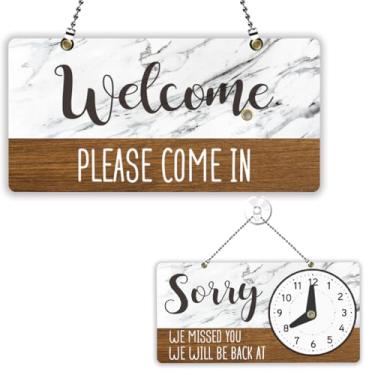 Imagem de PLIGREAT Placa aberta fechada para negócios, placas abertas dupla face, placa de boas-vindas para loja de varejo, bar, padaria, janela, decoração de parede, placa de porta suspensa com corrente