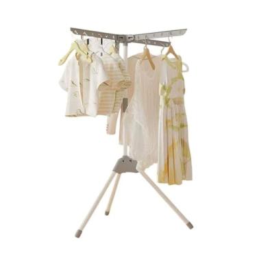 Imagem de Hhsdyl Varal de Roupas Tripé, Cabide Porta-Roupas Portátil e Dobrável, Economizador de Espaço - Varal de Roupas para Chão e Varanda,Gray,single layer