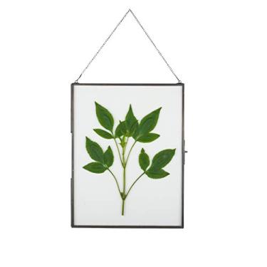 Imagem de NCYP Moldura grande para pendurar na parede em vidro de latão preto com certificado de arte para foto, moldura geométrica, ornamento geométrico, clipe de amostra de planta, decoração vertical, suporte