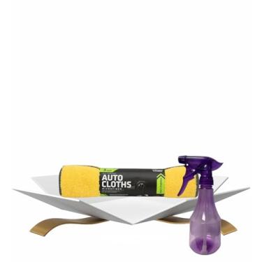 Imagem de Pacote com 3 panos de limpeza de microfibra Viking com frasco de spray para toalhas de microfibra para uso em carros, remoção de cera, limpeza de vidro e poeira interna — Conjunto de presente (2 itens
