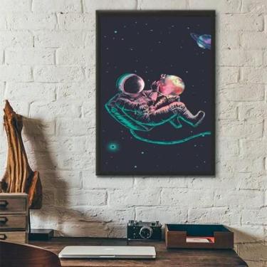 Imagem de Quadro Decorativo Astronauta Galaxia 33X24Cm - Preta - Quadros On-Line
