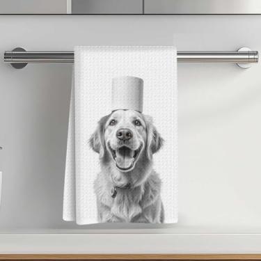 Imagem de Toalhas de cozinha divertidas Golden Retriever e papel higiênico 35 x 61 cm, toalha de prato decorativa de microfibra absorvente, toalhas de mão de waffle para cozinha, casa, banheiro, presentes para