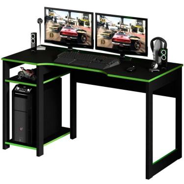 Imagem de Mesa Para Computador Gamer Espaço Para 2 Monitores E Cpu Preto/verde