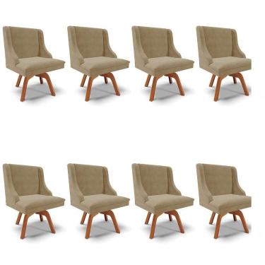 Imagem de Kit 8 Cadeiras Estofadas Giratória Para Sala De Jantar Lia Suede Marrom Rt - Ibiza