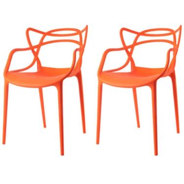 Imagem de Kit Com 2 Cadeiras Aviv Estrutura Em Polipropileno Fratini Laranja