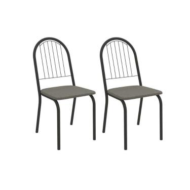 Imagem de Cadeira De Cozinha Noruega 2c077prf Aço Kit 2 Un Preto-linho Escuro - Kappesberg