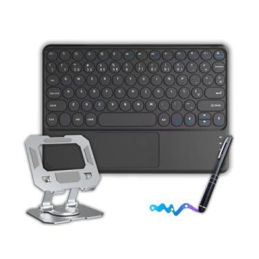 Imagem de Kit Teclado Touch Suporte Caneta Para Ipad, Tablet A9, A9+ Plus, S6, S7, S9, S10 (Preto)