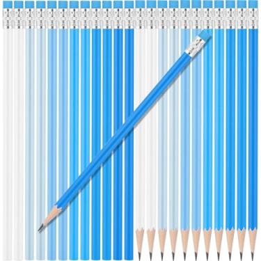 Imagem de Weekgrat 24 lápis redondos HB lindos lápis a granel para escola grafite lápis de cor de madeira com borracha para desenhar, esboçar, casamento, escola, material de professor, recompensa de estudante