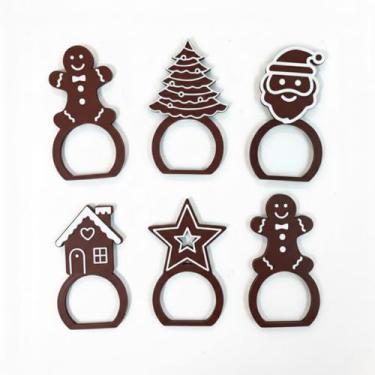 Imagem de Kit 6 Argolas Guardanapo Marrom Natal Luxo Decoração - LAURA MULTIVERS