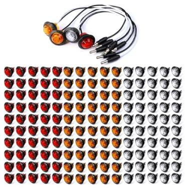 Imagem de MADCATZ Mini redondo de 3/10.2 cm 50 âmbar + 50 vermelho + 50 luzes brancas 3 luzes indicadoras laterais de LED com conector folga de plugue lâmpadas de seta para trailer, caminhão, caminhão, barco