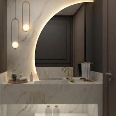 Imagem de Espelho Meia Lua com LED e Botão Touch Screen - Design Sofisticado - E