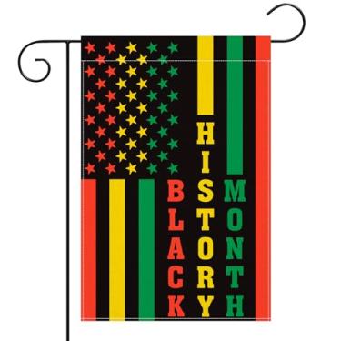 Imagem de 30,5 x 45,7 cm decorações de bandeira de jardim do mês da história negra - bandeira de jardim vertical de dupla face pan-africana com estrelas impressas bandeira de quintal de férias interior exterior