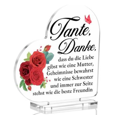 Imagem de Presente para tia de sobrinha sobrinho, Thank You Auntie placa de coração de acrílico presentes para tias tias, Natal, aniversário, dia das mães