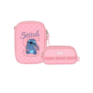 Imagem de Kit Escolar Lilo Stitch Estojo Box + Estojo Triplo