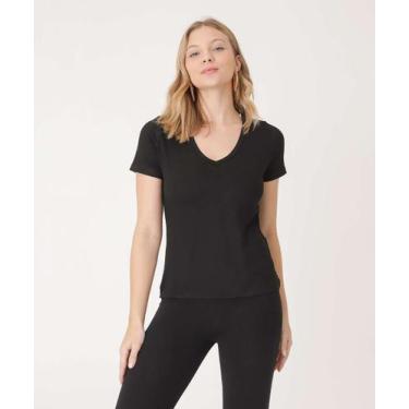 Imagem de Blusa Feminina Básica Manga Curta Marisa-88012, Preto, G