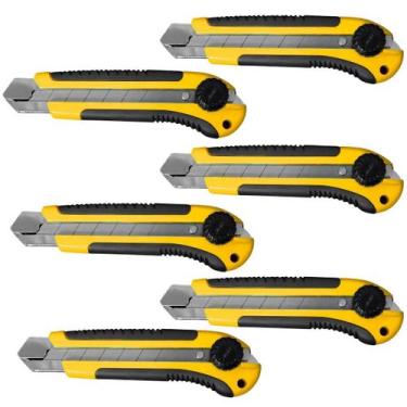 Imagem de Estilete Profissional 25Mm Com Trava Giratória E Lâmina 6 Un - Fertak