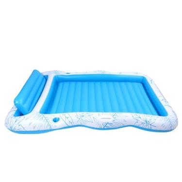 Imagem de TOPINCN Espreguiçadeira Inflável para Piscina de Bronzeamento, Flutuador de Banho de Sol Em PVC Reforçado Com Travesseiro Embutido para Casais 81,9 X 53,9 pol.