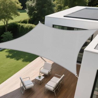 Imagem de AwnPro Toldo quadrado de 6,8 x 50,8 m para bloquear a luz solar para pátio externo jardim pátio deck pérgola (cinza claro)