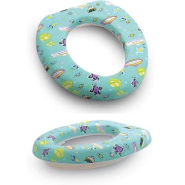 Imagem de Assento Redutor Infantil para Vaso Sanitário com Estampa Espacial Almofadado e Higiênico Rosa Feminino