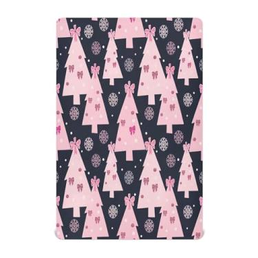 Imagem de JUZIHAI Lençol com elástico para berço 99 x 68,5 cm, com árvores rosas de Natal, macio, respirável, elástico para meninos e meninas, lençol de brincar para berço padrão e cama de criança pequena