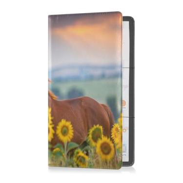 Imagem de JUZIHAI Girassol Garanhão Vermelho Suporte de Registro e Seguro de Carro Porta-Luvas Organizador de Couro Veículo Essencial Cartão Documento Carteira Acessórios Capa