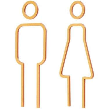 Imagem de GORGECRAFT Sinais de identificação de vaso sanitário masculino feminino escovado sinalização banheiro dourado acrílico adesivo de sinal de porta decoração autoadesivo banheiro parede adesivo para