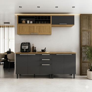 Imagem de Cozinha Compacta Em MDF New Porto Grafite 200cm Itatiaia