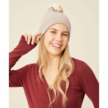 Imagem de Touca Feminina Tricô Pompom Marisa-73347, Cinza, UN