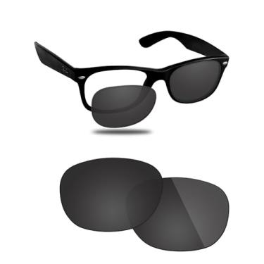 Imagem de Fiskr Lentes polarizadas de substituição compatíveis com óculos de sol RayBan Wayfarer RB2132 55 mm, resistente a impactos e ajuste perfeito, Preto clássico, One Size