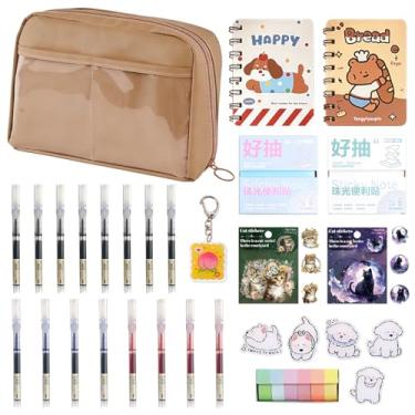 Imagem de Gryast Kit completo de diário de lixo – suprimentos de álbum de recortes tudo-em-um com alfinetes, canetas, adesivos, cadernos e muito mais | Materiais de diário criativo para manter a memória (marrom