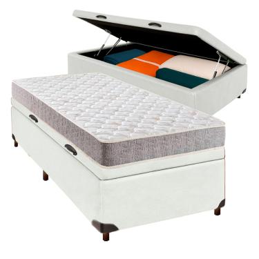Imagem de Cama + Bau Branco e Colchão D23 Solteiro - D23 Inducol