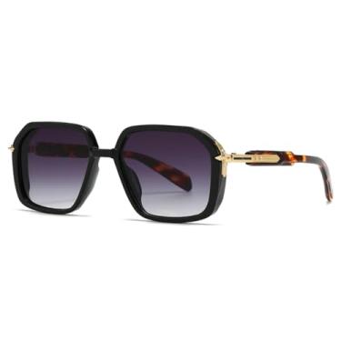 Imagem de JRLLFD Armação de óculos de sol retrô masculino com decoração de perna de metal (cinza gradiente)