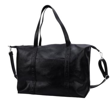 Imagem de SPYMINNPOO Bolsa de Ombro, Bolsa Elegante de Couro Pu Com Alça Ajustável para Mulheres, Viagens, Compras, Festa, Trabalho (Preto)