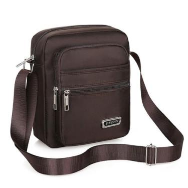 Imagem de Bolsa transversal masculina, bolsa tiracolo de grande capacidade, bolsa de ombro único, bolsa masculina simples e casual de negócios, Marrom, Comutar