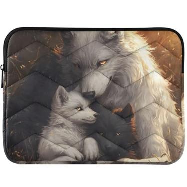 Imagem de Capa protetora para laptop personalizada família lobo fofa capa protetora para notebook premium capa universal para laptop de 14 polegadas