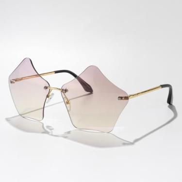 Imagem de Óculos de sol femininos Dopamine Star, colorido, armação de estrela de cinco pontas, divertidos, modernos, para mulheres, Rosa, amarelo, Lens Width: 67Millimeters