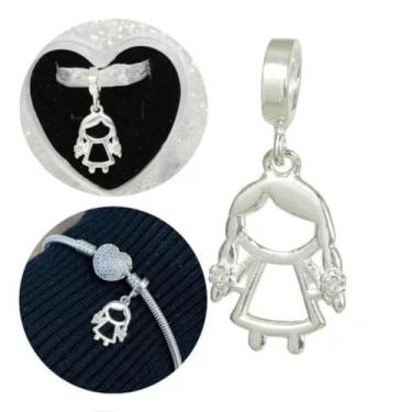 Imagem de Berloque Charms Filha Menina Pedra Zirconia Cravejada Prata - La&Ny Pr