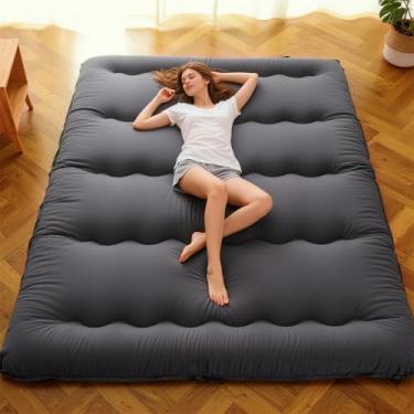 Imagem de COMFLIVE Colchão de futon japonês, 99 x 198 cm, cinza, solteiro, design acolchoado dobrável
