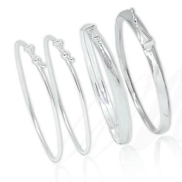 Imagem de kit 4 Bracelete Pulseira Largo Prata Rígido - La&Ny Pratas, 16, Prata