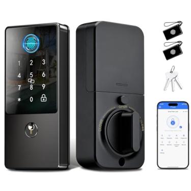 Imagem de Fechadura inteligente, fechadura inteligente de atualização sem chave com teclado, fechadura de porta de impressão digital, fechaduras inteligentes para porta da frente interna, fechadura digital