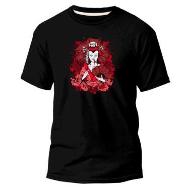 Imagem de Camiseta Básica Algodão Premium Estampa Digital Gueixa Skele - Pavesi,