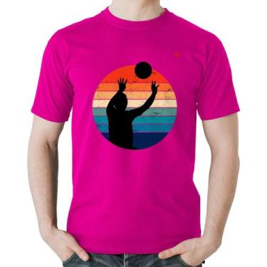 Imagem de Camiseta Algodão Vôlei Vintage Sunset - Foca na Moda, Rosa, GG