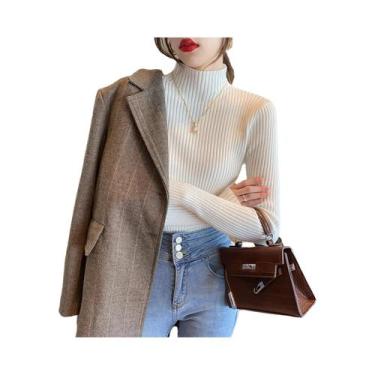 Imagem de Suéter Feminino De Tricô Manga Longa Slim Fit Outono Inverno Pulôver B