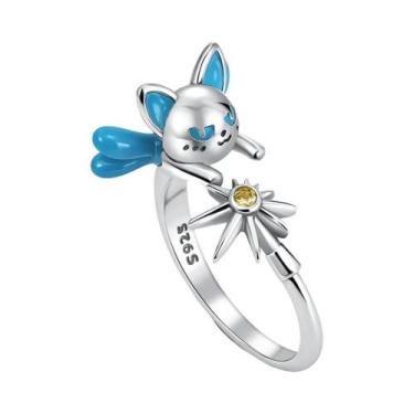 Imagem de Anel De Amor Mini Snoopy Em Prata Esterlina 925 Com Diamante Rosa De N