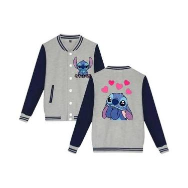 Imagem de Jaqueta De Moletom Unissex Infantil Y2K Disney Stitch Estilo Baseball 