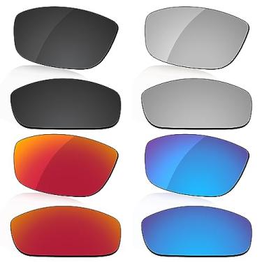 Imagem de LenzReborn Lentes polarizadas de substituição para óculos de sol RayBan RB4034-61 - preto escuro + cinza prata + vermelho fogo + azul gelo