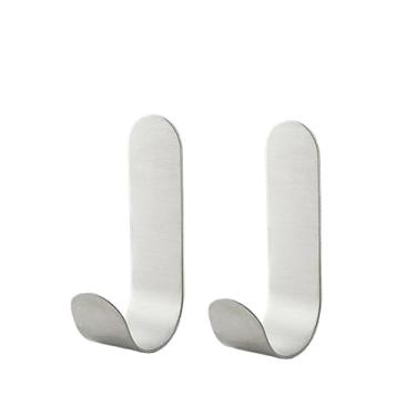 Imagem de Ganchos de parede fortes autoadesivos para toalhas, cabide de porta, bolsa para chaves, suporte de casaco, acessórios de cozinha, banheiro, organizador de casa (prata-2 peças)