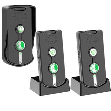 Imagem de Intercomunicador de campainha sem fio bidirecional interno e externo, sistema de intercomunicação de porta de longo alcance para casa com tampa à prova d'água bateria recarregável, 30 dias de tempo de