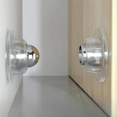 Imagem de Batente de porta, suporte magnético de porta para casa, cozinha, banheiro, trava de porta montada na parede para evitar batidas (transparente)
